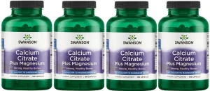 4 x Calcium Citrate + Magnesium - Cytrynian wapnia + magnez 150 kapsułek, Swanson