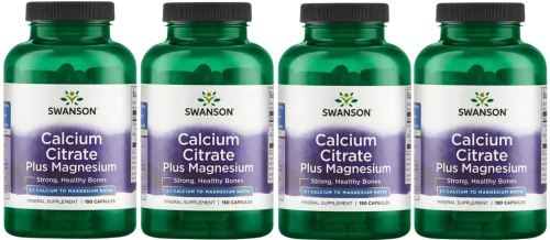4 x Calcium Citrate + Magnesium - Cytrynian wapnia + magnez 150 kapsułek, Swanson.webp