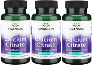 3 x Swanson Calcium Citrate - Cytrynian wapnia 200mg 60 kapsułek - Układ Nerwowy Kości Mięśnie