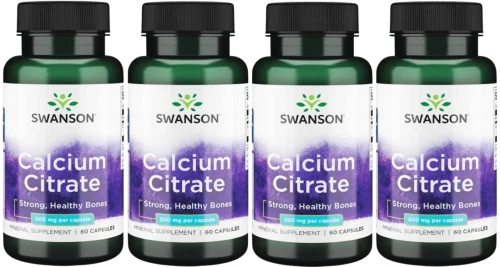 4 x Calcium Citrate - Cytrynian wapnia 200mg 60 kaps, Swanson.webp