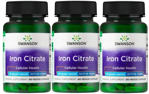 3 x Iron Citrate - Cytrynian Żelaza 25mg 60 kaps, Swanson.webp