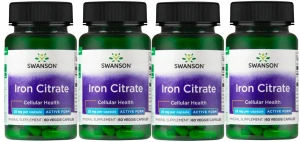 4 x Iron Citrate - Cytrynian Żelaza 25mg 60 kaps, Swanson
