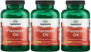 3 x Flaxseed Oil 1000mg 100 żelków, Swanson