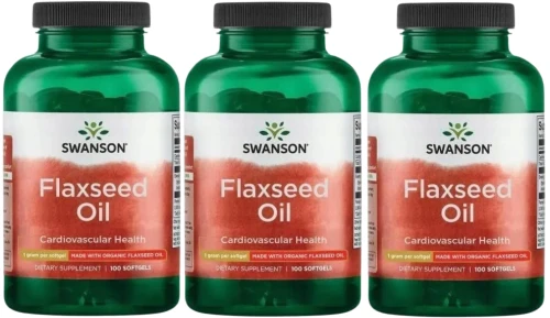 3 x Flaxseed Oil 1000mg 100 żelków, Swanson.webp