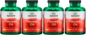 4 x Flaxseed Oil 1000mg 200 kapsułek, Swanson