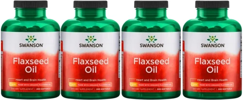 4 x Flaxseed Oil 1000mg 200 kapsułek, Swanson.webp