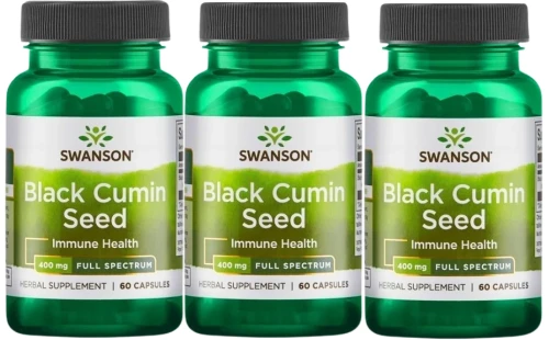 3 x Black Cumin Seed - Nasiona czarnego kminu 400mg 60 kaps, Swanson.webp