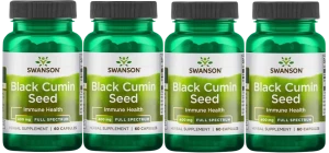4 x Swanson Black Cumin Seed - Nasiona czarnego kminu 400mg 60 kapsułek - Układ Odpornościowy i Oddechowy