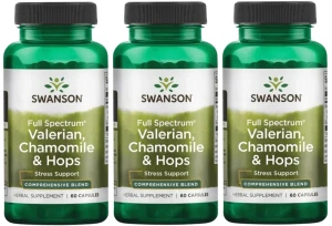 3 x FS Valerian, Chamomile & Hops - Waleriana Rumianek i Chmiel 60 kaps, Swanson