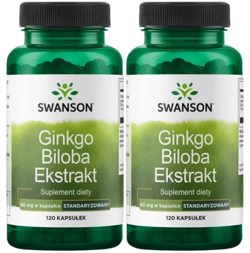 2 x Ginkgo Biloba ekstrakt 60mg 120 kaps, Swanson.webp