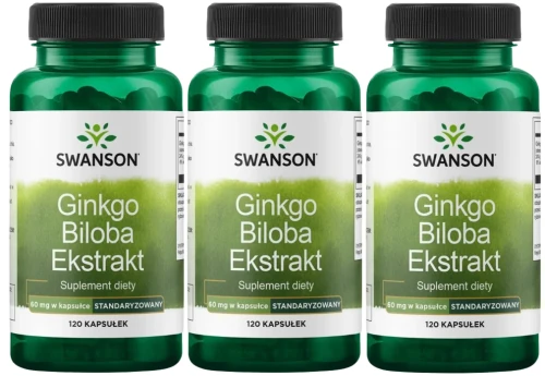 3 x Ginkgo Biloba ekstrakt 60mg 120 kaps, Swanson.webp