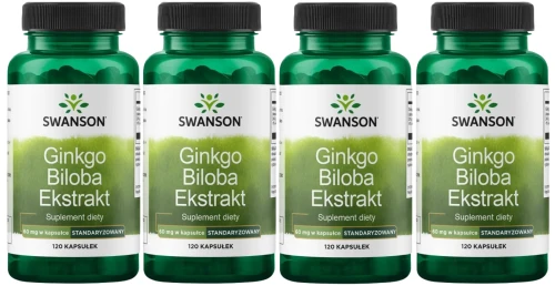 4 x Ginkgo Biloba ekstrakt 60mg 120 kaps, Swanson.webp