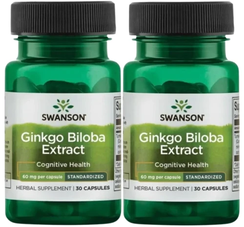 2 x Ginkgo Biloba ekstrakt 60mg 30 kaps, Swanson.webp