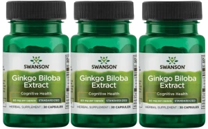 3 x Ginkgo Biloba ekstrakt 60mg 30 kaps, Swanson
