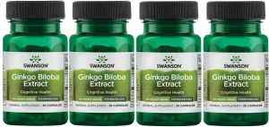 4 x Ginkgo Biloba ekstrakt 60mg 30 kaps, Swanson
