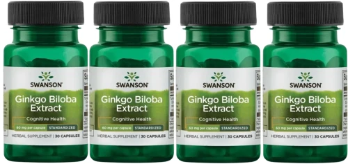 4 x Ginkgo Biloba ekstrakt 60mg 30 kaps, Swanson.webp