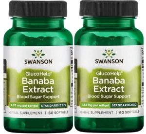 2 x GlucoHelp Banaba Extract 60kaps, Swanson