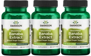 3 x GlucoHelp Banaba Extract 60kaps, Swanson