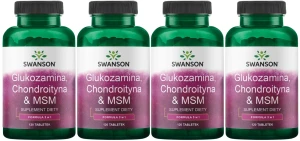 4 x Glukozamina, Chondroityna & MSM 120tab, Swanson