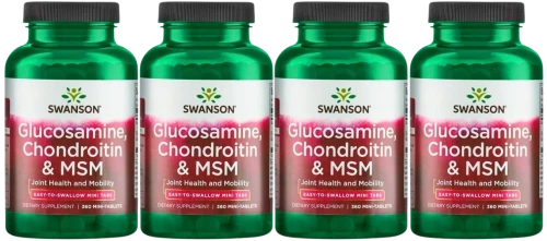 4 x Glucosamine, Chondroitin &amp; MSM, mini 360tabs, Swanson.webp