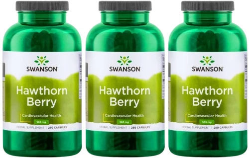 3 x Hawthron Berry - Głóg owoce 565mg 250kaps, Swanson.webp