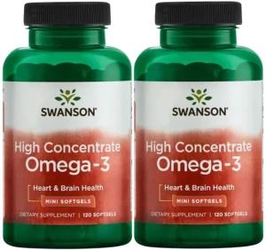 2 x High Concentrate Omega-3 120sgels, Swanson