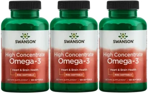 3 x High Concentrate Omega-3 120sgels, Swanson