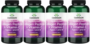 4 x Hydrolizowany kolagen I i III + C 250tab, Swanson