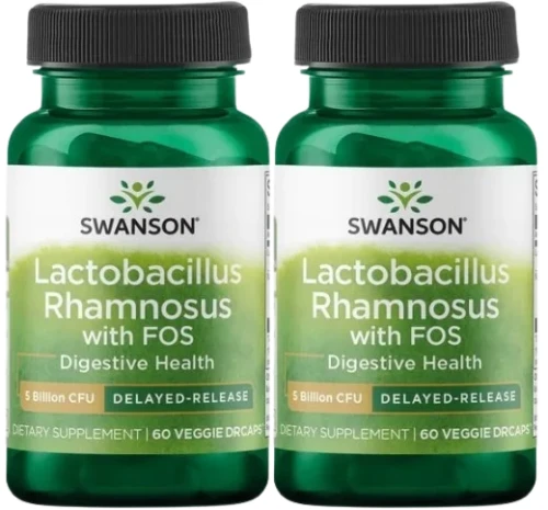 2 x Lactobacillus Rhamnosus with FOS 60kaps vege, Swanson.webp