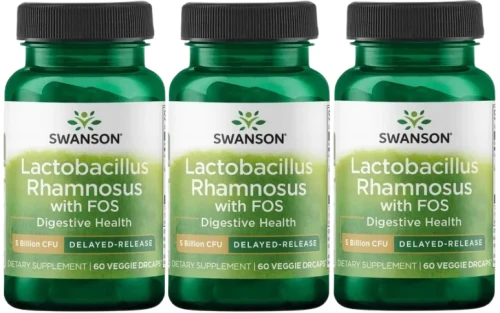 3 x Lactobacillus Rhamnosus with FOS 60kaps vege, Swanson.webp