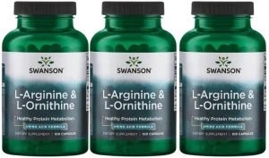 3 x L-Arginine & L-Ornithine - L-Arginina & L-Ornityna 100kaps, Swanson
