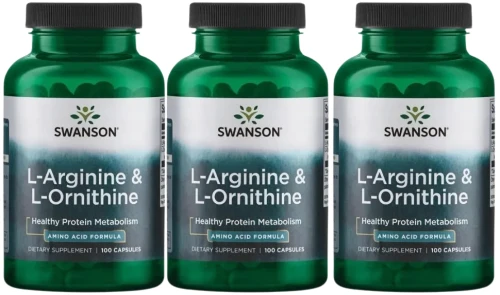 3 x L-Arginine &amp; L-Ornithine - L-Arginina &amp; L-Ornityna 100kaps, Swanson.webp