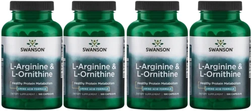 4 x L-Arginine &amp; L-Ornithine - L-Arginina &amp; L-Ornityna 100kaps, Swanson.webp