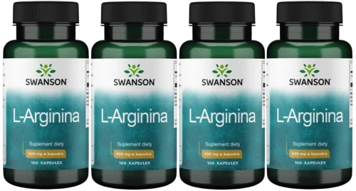 4 x L-Arginina 500mg 100kaps, Swanson.webp