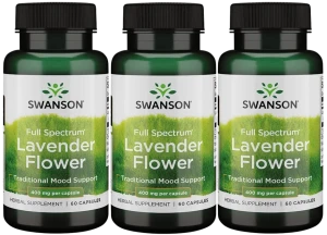 3 x Swanson Lavender flower - Lawenda 400mg 60 kapsułek - Stres Zasypianie Relaks Wyciszenie