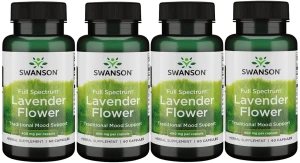 4 x Swanson Lavender flower - Lawenda 400mg 60 kapsułek - Stres Zasypianie Relaks Wyciszenie