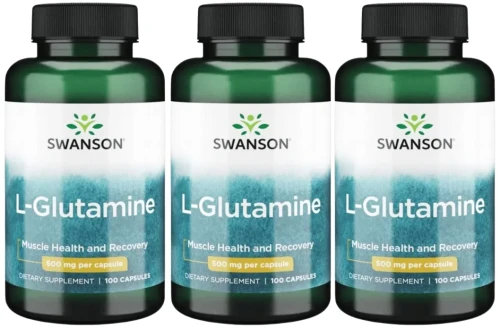 3 x L-Glutamine - L-Glutamina 500mg 100 kaps, Swanson.webp