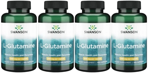 4 x L-Glutamine - L-Glutamina 500mg 100 kaps, Swanson.webp