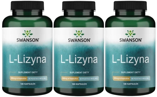3 x L-Lizyna 500mg 100kaps, Swanson.webp