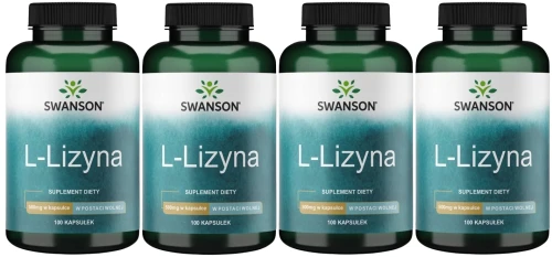 4 x L-Lizyna 500mg 100kaps, Swanson.webp