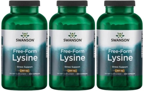 3 x Free-Form Lysine L-Lizyna 500mg 300 kaps, Swanson.webp