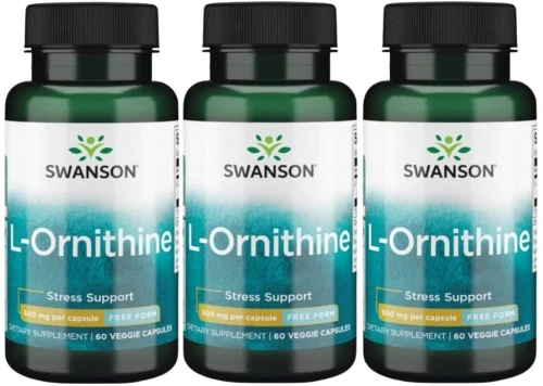 3 x L-Ornithine - L-Ornityna 500mg 60kaps, Swanson.webp