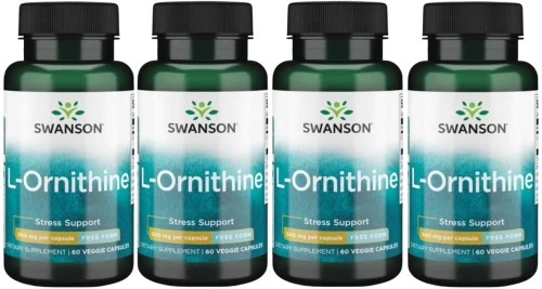 4 x L-Ornithine - L-Ornityna 500mg 60kaps, Swanson.webp