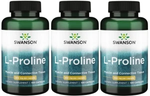 3 x L-Proline - L-Prolina 500mg 100kaps, Swanson