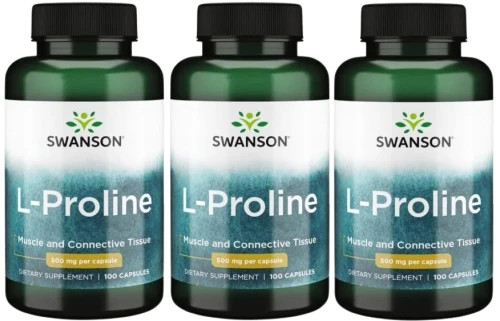 3 x L-Proline - L-Prolina 500mg 100kaps, Swanson.webp