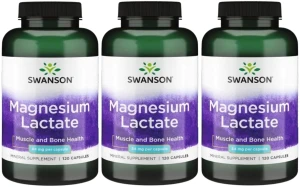 3 x Magnesium Lactate - Mleczan magnezu 84mg 120kaps, Swanson