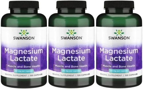 3 x Magnesium Lactate - Mleczan magnezu 84mg 120kaps, Swanson.webp