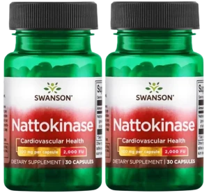 2 x Swanson Nattokinase - Nattokinaza 100mg 2000 FU 30 kapsułek - Ciśnienie Układ Krążenia Serce