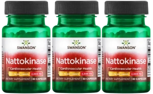 3 x Swanson Nattokinase - Nattokinaza 100mg 2000 FU 30 kapsułek - Ciśnienie Układ Krążenia Serce