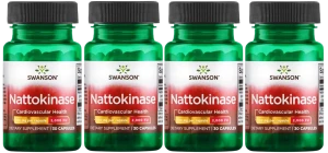 4 x Swanson Nattokinase - Nattokinaza 100mg 2000 FU 30 kapsułek - Ciśnienie Układ Krążenia Serce